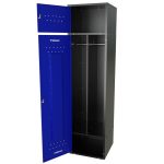 Шкаф для раздевалок GT205SHP.BLUE (500мм х 500мм х 1936мм) СИНИЙ . Секция для обуви, двойная секция для курток с перекладиной под вешалки, верхняя антресоль с отдельным замком для головных уборов и сумок (3) — изображение 3