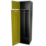 Шкаф для раздевалок GT205SHP.YELL (500мм х 500мм х 1936мм) ЖЕЛТЫЙ . Секция для обуви, двойная секция для курток с перекладиной под вешалки, верхняя антресоль с отдельным замком для головных уборов и сумок (4) (2)