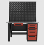 Верстак однотумбовый 5 ящиков с двумя экранами и ящиком, красный 1400*700 Garopt, GT1400STY1Y5PP2.red — изображение 2