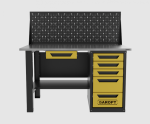 Верстак однотумбовый 5 ящиков с экраном и ящиком, желтый 1400*700 Garopt, GT1400STY1Y5PP.yell