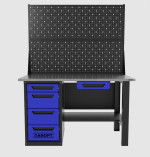 Верстак однотумбовый 4 ящика с двумя экранами и ящиком, синий 1400*700 Garopt, GT1400STY1Y4PP2.blue — изображение 2