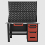 Верстак однотумбовый 4 ящика с ящиком и двумя экранами, красный 1400*700 Garopt, GT1400STY1Y4PP2.red — изображение 2