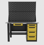 Верстак однотумбовый 4 ящика с двумя экранами и ящиком, желтый 1400*700 Garopt, GT1400STY1Y4PP2.yell — изображение 2