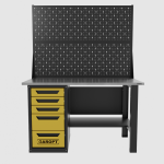 Верстак однотумбовый 5 ящиков с двумя экранами, желтый 1400*700 Garopt, GT1400STY5PP2.yell