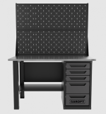 Верстак однотумбовый 5 ящиков с двумя экранами, серый 1400*700 Garopt, GT1400STY5PP2.grey