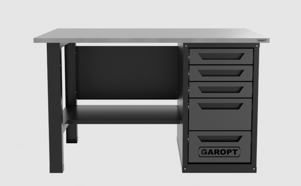 37952.970 Верстак однотумбовый 5 ящиков, серый 1400*700 Garopt, GT1400STY5.grey — изображение 1