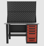 Верстак однотумбовый 5 ящиков с двумя экранами, красный 1400*700 Garopt, GT1400STY5PP2.red — изображение 2