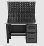 Верстак однотумбовый 4 ящика с двумя экранами, серый 1400*700 Garopt, GT1400STY4PP2.grey