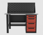 Верстак однотумбовый 4 ящика с экраном красный1400*700 Garopt, GT1400STY4PP.red