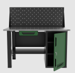 Верстак однотумбовый с ящиком и экраном 1400*700 GAROPT зеленый, GT1400STDY1PP.green — изображение 2