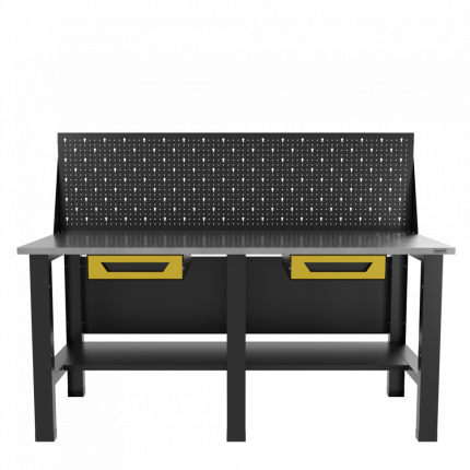 Верстак бестумбовый с экраном и двумя ящиками, желтый/ Стол для слесарных работ 1800*700 GAROPT, Gt1800STY1Y1PP.yell