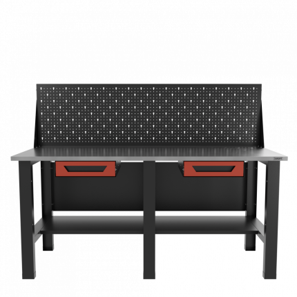 Верстак бестумбовый с экраном и двумя ящиками, красный/ Стол для слесарных работ 1800*700 GAROPT, Gt1800STY1Y1PP.red