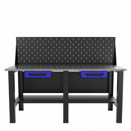 Верстак бестумбовый с экраном и двумя ящиками, синий/ Стол для слесарных работ 1800*700 GAROPT, Gt1800STY1Y1PP.blue