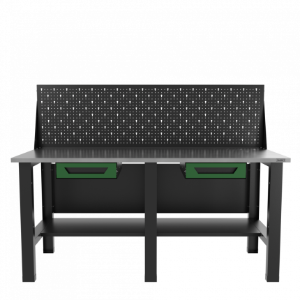 Верстак бестумбовый с экраном и двумя ящиками, зеленый/ Стол для слесарных работ 1800*700 GAROPT, Gt1800STY1Y1PP.green