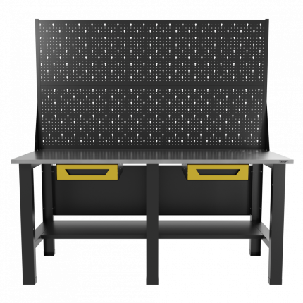 Верстак бестумбовый с двумя экранами и двумя ящиками, желтый/ Стол для слесарных работ 1800*700 GAROPT, Gt1800STY1Y1PP2.yell