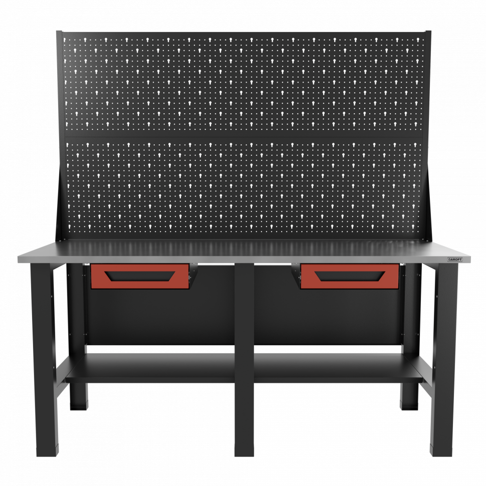 38197.970 Верстак бестумбовый с двумя экранами и двумя ящиками, красный/ Стол для слесарных работ 1800*700 GAROPT, Gt1800STY1Y1PP2.red — изображение 1
