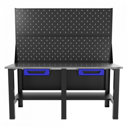 Верстак бестумбовый с двумя экранами и двумя ящиками, синий/ Стол для слесарных работ 1800*700 GAROPT, Gt1800STY1Y1PP2.blue