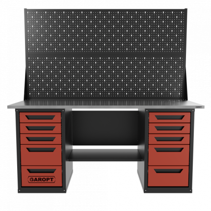 Верстак двухтумбовый 5 ящиков /5 ящиков с двумя экранами 1800*700 красный GAROPT, GT1800Y5Y5PP2.red