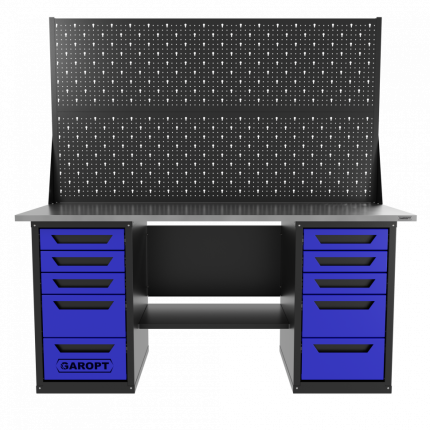 Верстак двухтумбовый 5 ящиков /5 ящиков с двумя экранами 1800*700 синий GAROPT, GT1800Y5Y5PP2.blue