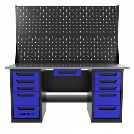 Верстак двухтумбовый 5 ящиков /5 ящиков с двумя экранами и ящиком, 1800*700 синий GAROPT, GT1800Y1Y5Y5PP2.blue