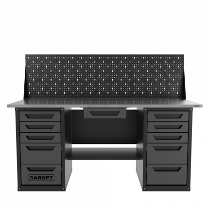 Верстак двухтумбовый 5 ящиков /5 ящиков с экраном и ящиком, серый 1800*700 GAROPT, GT1800Y1Y5Y5PP.grey