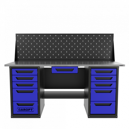 Верстак двухтумбовый 5 ящиков /5 ящиков с экраном и ящиком, синий 1800*700 GAROPT, GT1800Y1Y5Y5PP.blue