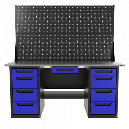 Верстак двухтумбовый 4 ящиков /4 ящиков с двумя экранами и ящиком, синий 1800*700 GAROPT, GT1800Y1Y4Y4PP2.blue