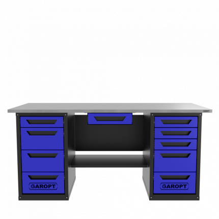 Верстак с ящиком двухтумбовый 4 ящиков /5 ящиков 1800*700 синий GAROPT, GT1800Y1Y4Y5.blue