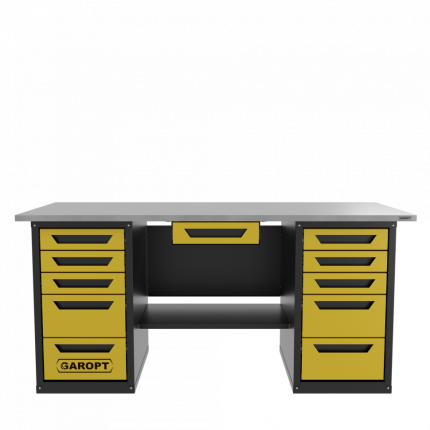 Верстак с ящиком двухтумбовый 5 ящиков /5 ящиков, желтый 1800*700 GAROPT, GT1800Y1Y5Y5.yell