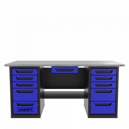 Верстак с ящиком двухтумбовый 5 ящиков /5 ящиков, синий 1800*700 GAROPT, GT1800Y1Y5Y5.blue