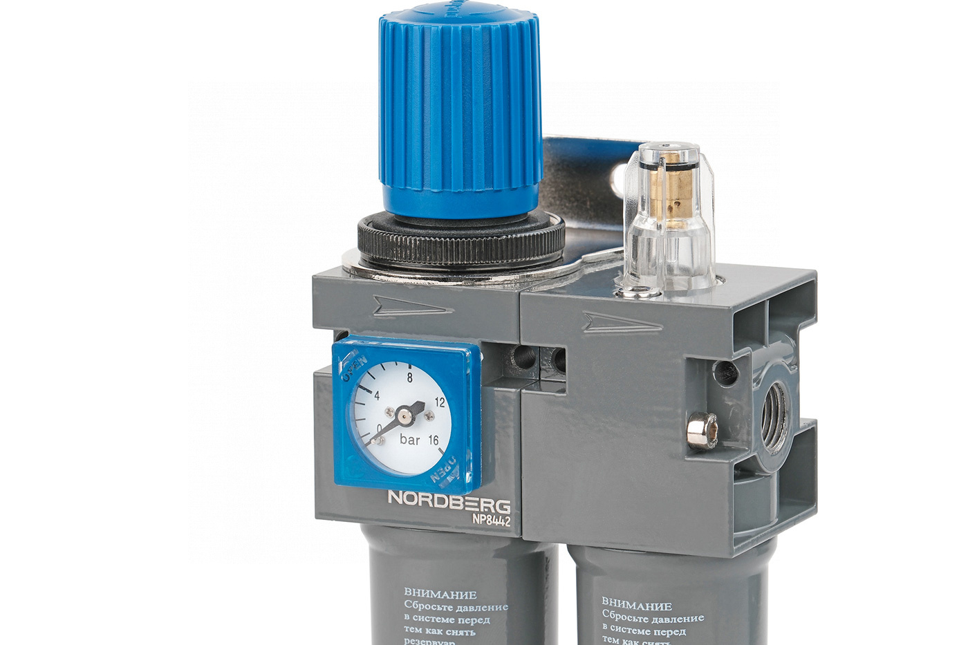 3agiqc1gz9btsuh8bo4zbadsf6an93rp Фильтр воздушный с редуктором и лубрикатором, 1/4", 16 бар NORDBERG NP8442 — изображение 1