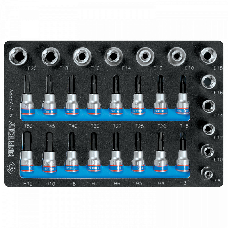 5ycglbl7rmui1vrvu2e947hmb6nwyor3 Набор торцевых насадок и головок 1/2""&3/8"", TORX, HEX, Е6-Е20, ложемент, 28 предметов — изображение 1