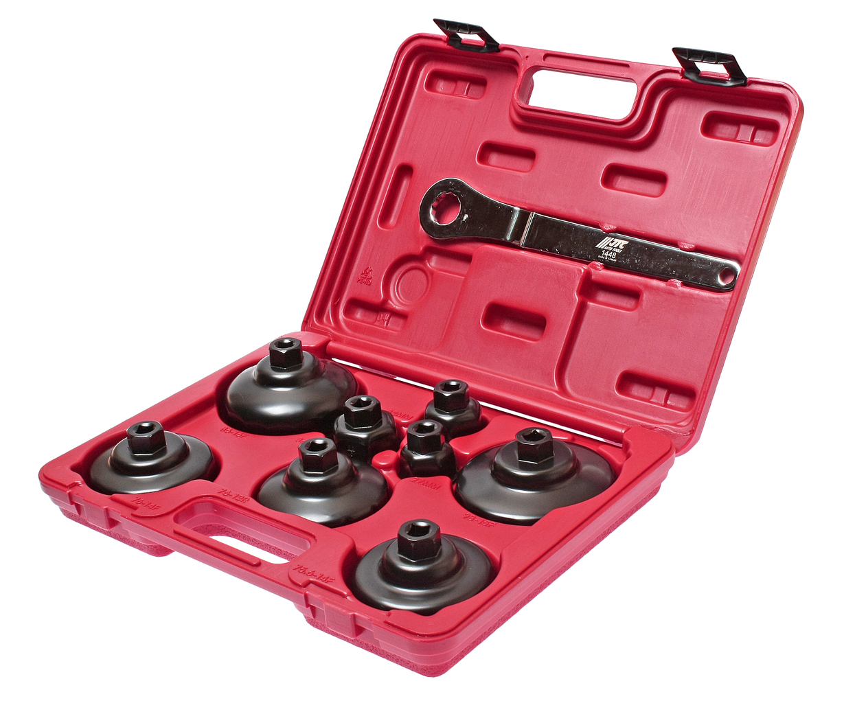 668214-4vokxc Съемник фильтров масляных 9 предметов чашка в кейсе JTC — изображение 1