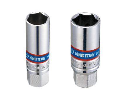 Головка свечная шестигранная 3/8", 16 мм, L = 70 мм, резиновый фиксатор KINGTONY 363516