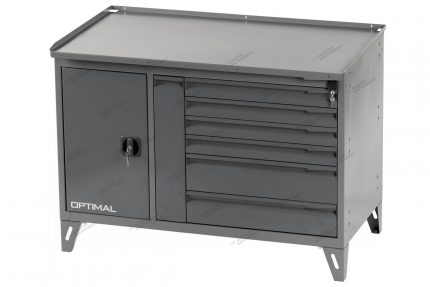 Верстак слесарный двухтумбовый, 7 серых ящиков OPTIMAL NW217 7012/7015
