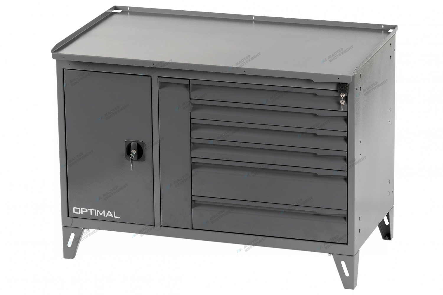 cncc2qfrd7mj9wesstzaf741vnky0001 Верстак слесарный двухтумбовый, 7 серых ящиков OPTIMAL NW217 7012/7015 — изображение 1