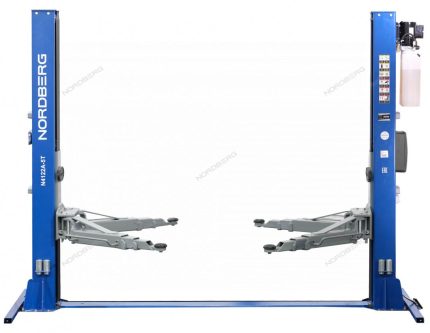 Подъемник двухстоечный 5 т, нижняя синхронизация, с электростопорами, 380 В, синий NORDBERG N4122AE-5B_380