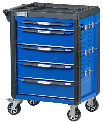 Тележка инструментальная, 5 выдвижных ящиков, с системой защиты от опрокидывания, синяя NORDBERG T5P(B)