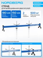 Стенд для вывешивания двигателей 500 кг, L=150 см NORDBERG N3005V — изображение 2