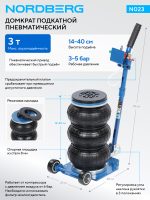 Домкрат подкатной, пневматический, 3 т NORDBERG N023 — изображение 2