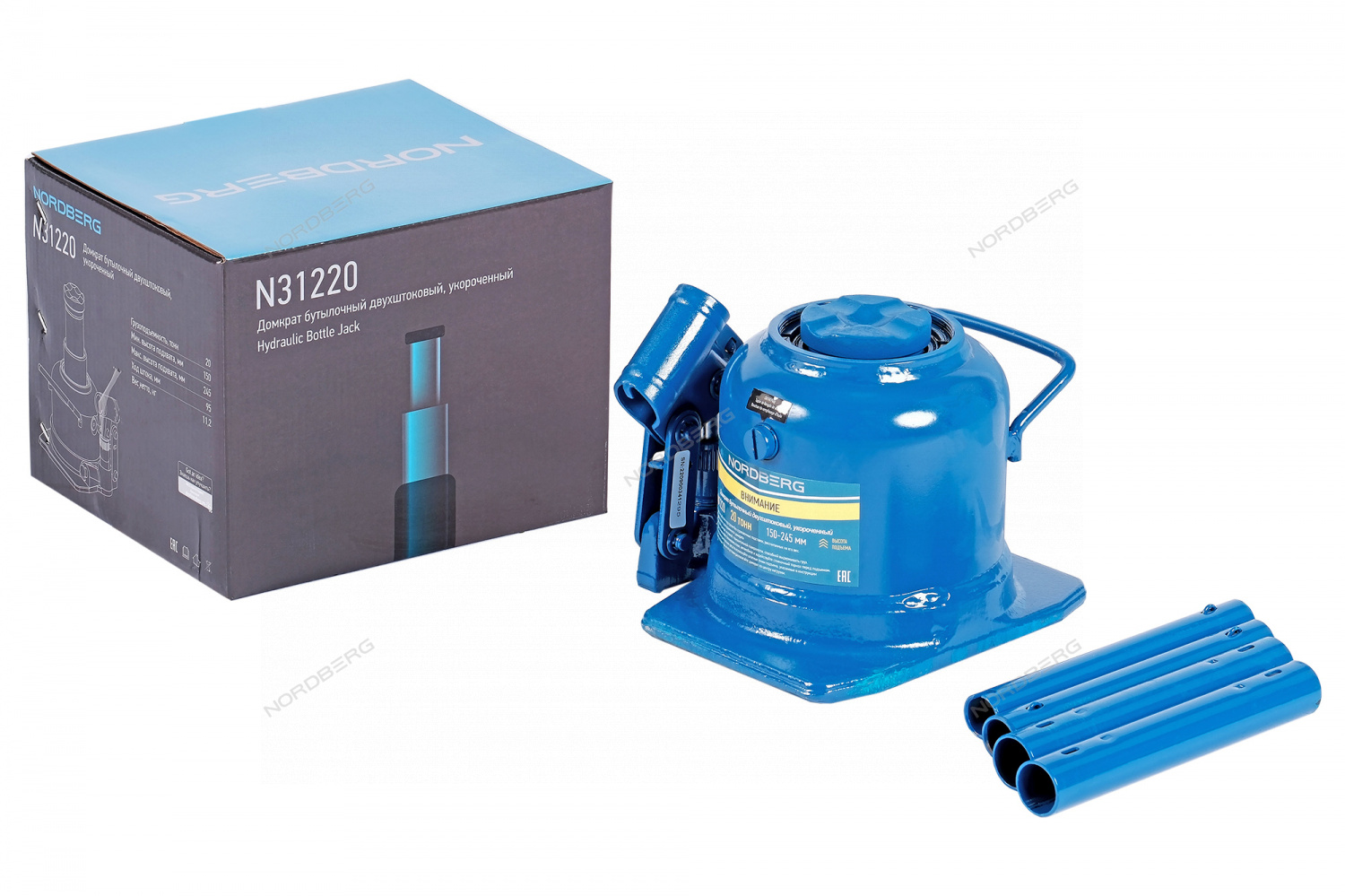 gxjyny5vjul1vso7nq5rhzv9l1ttgegg Домкрат бутылочный двухштоковый, укороченный, 20 т NORDBERG N31220 — изображение 1