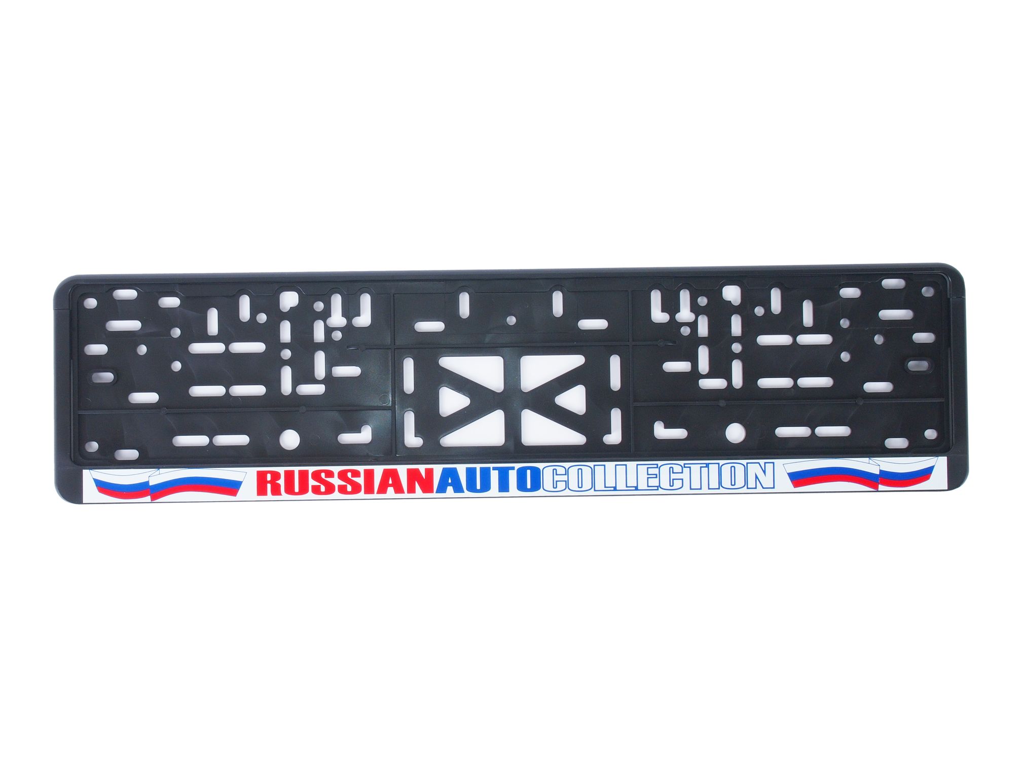 m0001006307_1.resize1 Рамка для номерного знака AB-008 (112/2-STD-RU-ч) BLACK с защелкой и надписью "RUSSIA" /1/30 — изображение 1