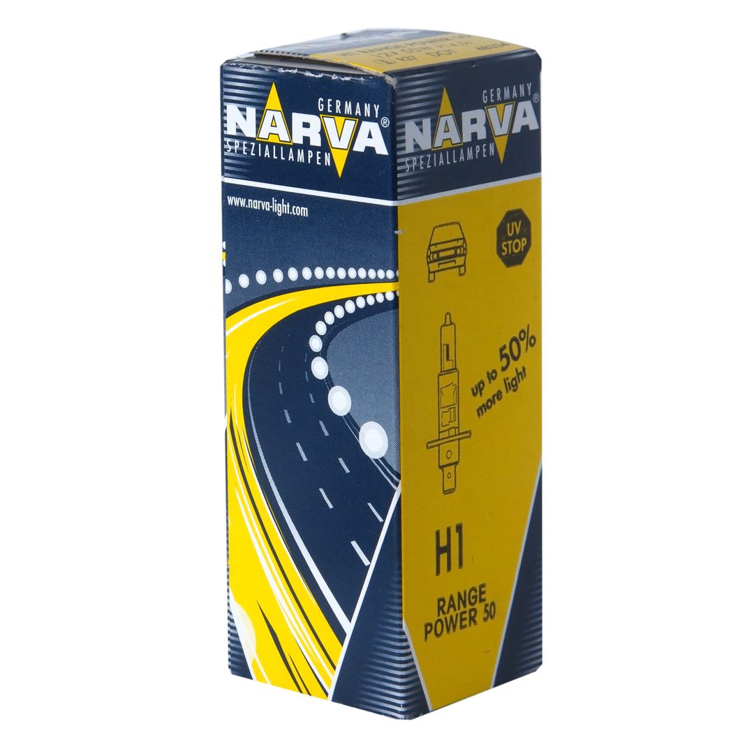 m0001008003_1.resize1 Автолампа H1 (55) P14.5s+50% RANGE POWER 12V NARVA /1/10/100 — изображение 1