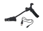Держатель телефона PH-5041 BLACK (коммуникатор, GPS и др.) 360° 90-120мм в гнездо прикуривателя с USB 12V АВТОСТОП /1/42
