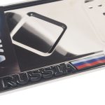 Рамка для номерного знака AB-029R (АВ-029-RU-с)  сталь с надписью "RUSSIA" рельефная /1/30