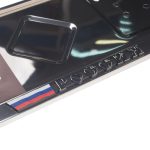 Рамка для номерного знака AB-029P (АВ-029-РО-с) нержавеющая сталь с надписью "РОССИЯ" рельефная /1/30