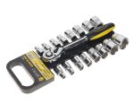 Набор торцевых головок с трещоткой ER-96100 1/2" DR 8-30мм 17 предметов, 72 зуб. (на держателе) ЭВРИКА /1/5/10
