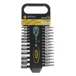 Набор торцевых головок и насадок с трещоткой ER-96130 1/4"DR 6-гранных 27 предметов, 72 зуб. (пластик. держатель) ЭВРИКА /1/5/20 — изображение 2