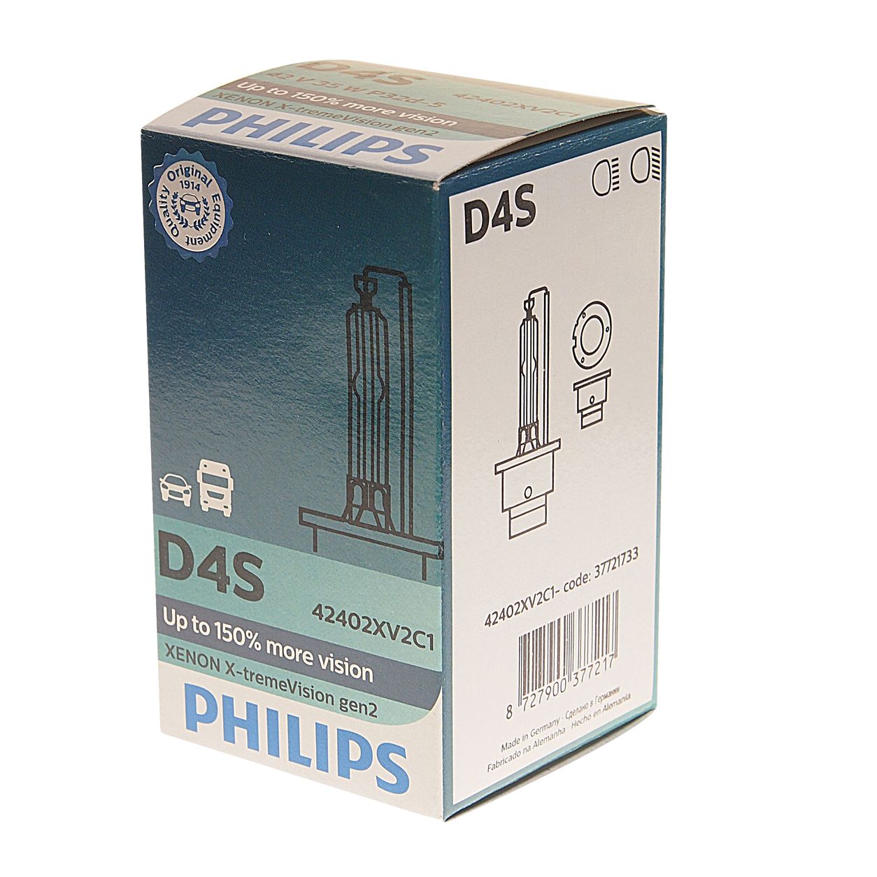 m0001030736_2.resize1 Автолампа D4S (35) P32D-5+150% Xenon X-treme Vision gen2 4800K 42V PHILIPS /1/2 — изображение 1