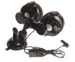 Вентилятор HX-707 13см (5") 12V (7.5W) диммер, на вакуумной присоске, двойной, с регулируемыми углами обдува 360° black/blue MITCHELL 1/18